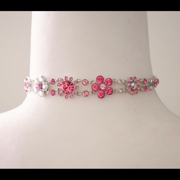 Authentic Givenchy Crystal Flower Choker Necklace - Picture 2 of 3